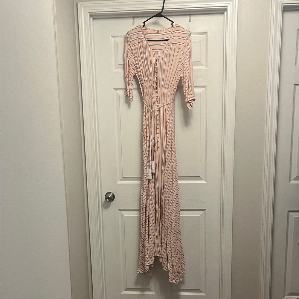 3/4 Long Sleeve Pink Striped Dress